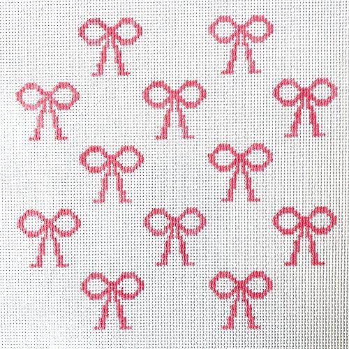 Bows   Pink Painted Canvas SilverStitch Needlepoint 
