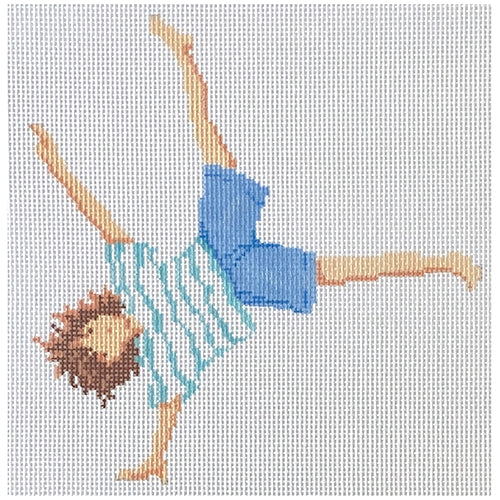 Boy Cartwheel Painted Canvas A Stitch in Time  - 1