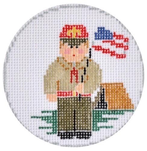 Boy Scout Round Painted Canvas Kathy Schenkel Designs 