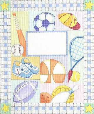 Boy Sports Birth Announcement Painted Canvas Alice Peterson 
