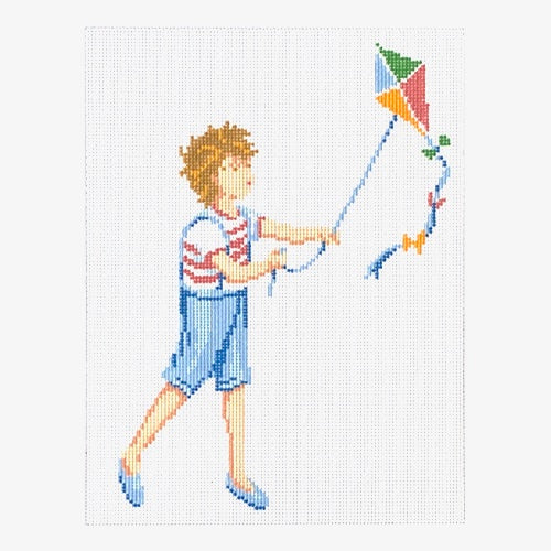 Boy with Kite Painted Canvas A Stitch in Time 