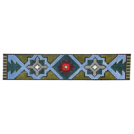 Bracelet - Blue & Green Geometric Painted Canvas Colors of Praise 
