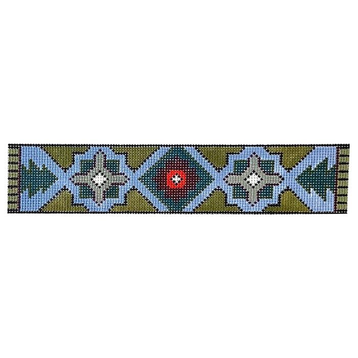 Bracelet   Blue & Green Geometric Painted Canvas Colors of Praise  - 1