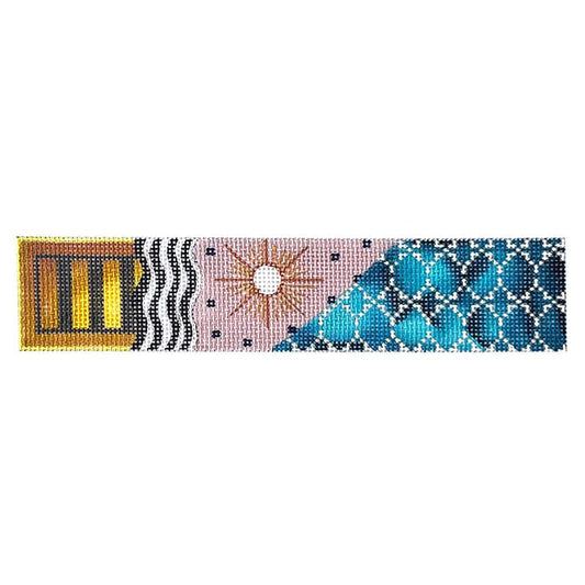 Bracelet - Blue, Pink & Yellow Painted Canvas Colors of Praise 
