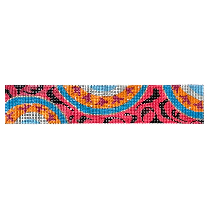Bracelet   Pink, Blue & Orange Swirls Painted Canvas Colors of Praise  - 1