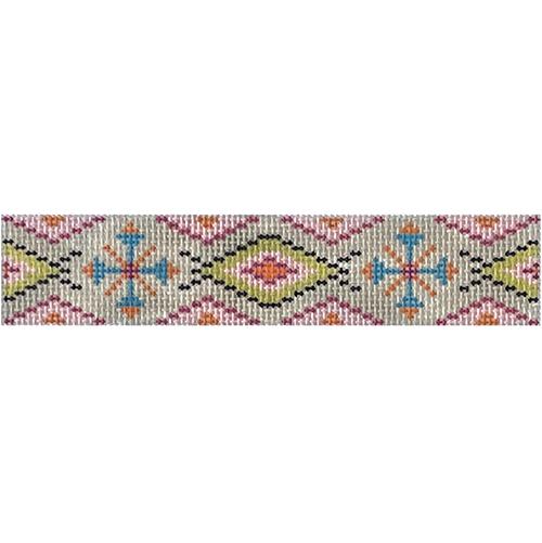 Bracelet - Pink & Gray Crosses Painted Canvas Colors of Praise 