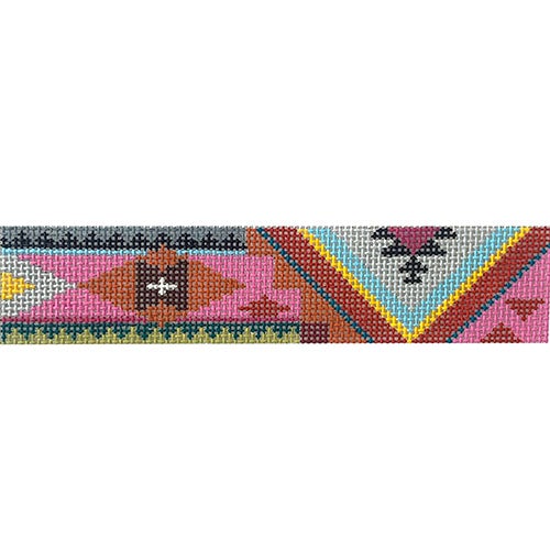 Bracelet - Pink & Red Aztex Painted Canvas Colors of Praise 