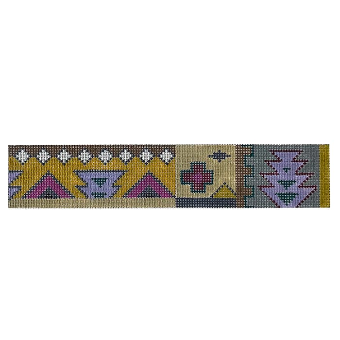 Bracelet   Yellow & Purple Triangles Painted Canvas Colors of Praise  - 1