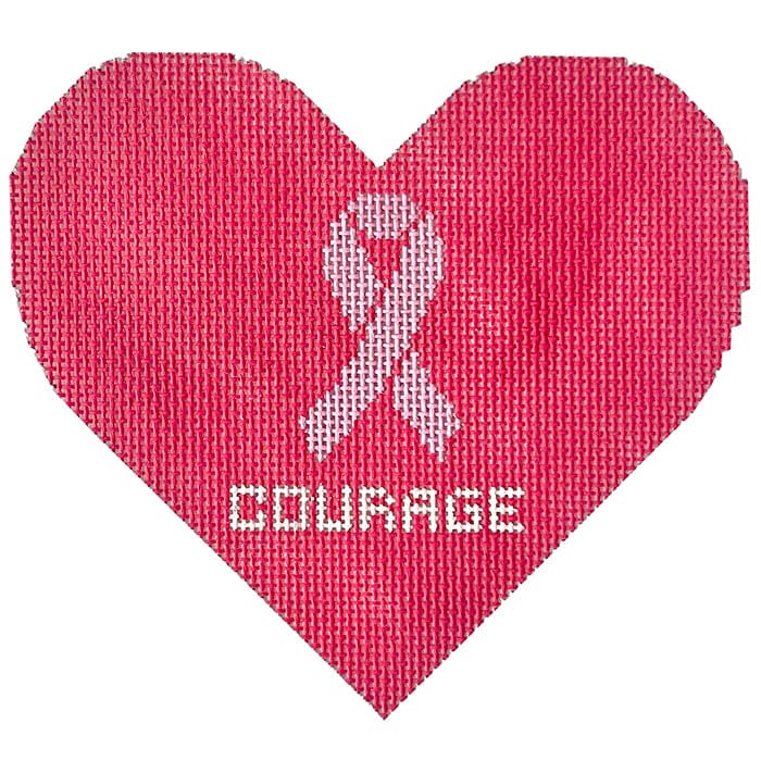 Breast Cancer Heart Painted Canvas Susan Battle Needlepoint 