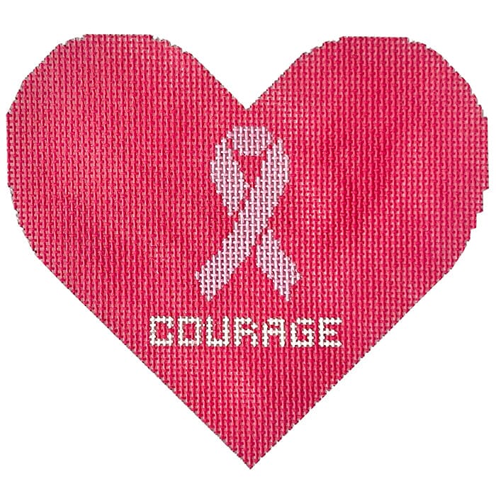 Breast Cancer Heart Painted Canvas Susan Battle Needlepoint  - 1