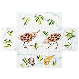 Brick   Sandpipers in Beach Grass Painted Canvas Kate Dickerson Needlepoint Collections 
