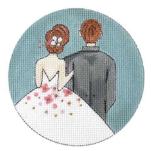 Bride and Groom Departing Painted Canvas Alice Peterson Company 