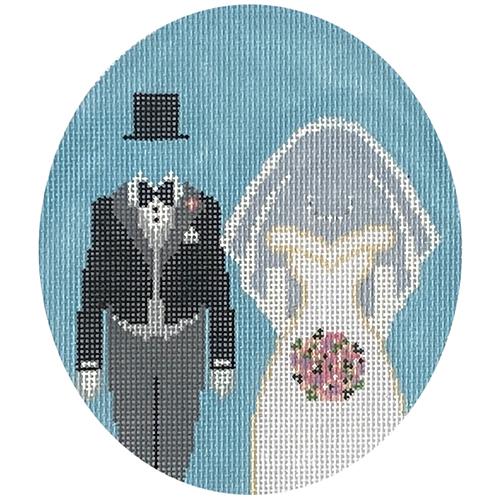 Bride and Groom Oval Painted Canvas The Meredith Collection 