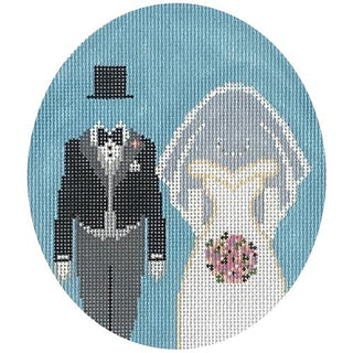 Bride and Groom Oval Painted Canvas The Meredith Collection 
