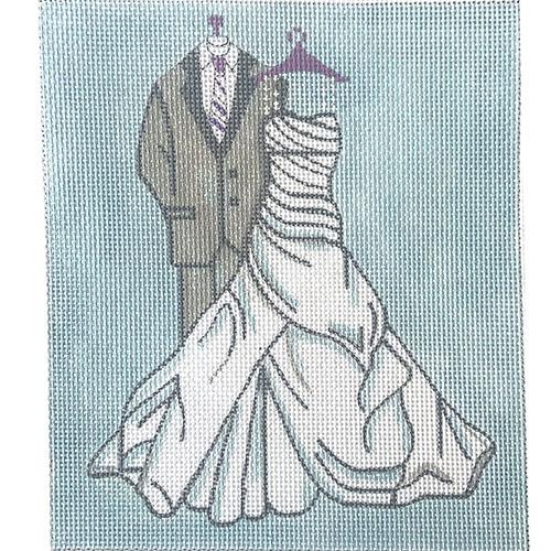 Bride & Groom Outfits - Wedding Dress & Tuxedo Painted Canvas Alice Peterson Company 