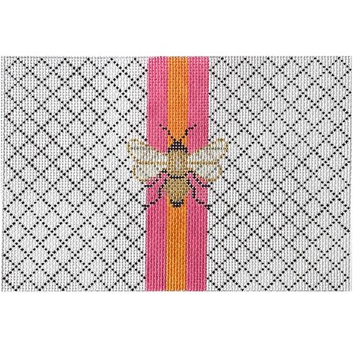 Bright Bee on Lattice Clutch Painted Canvas Vallerie Needlepoint Gallery 
