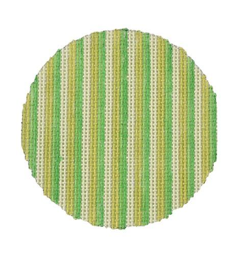 Bright Disk Letter   Green Stripes Painted Canvas Kate Dickerson Needlepoint Collections  - 1