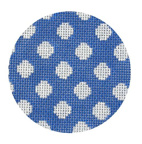 Bright Disk Letter - Marine Blue w/ White Polka Dots Painted Canvas Kate Dickerson Needlepoint Collections 