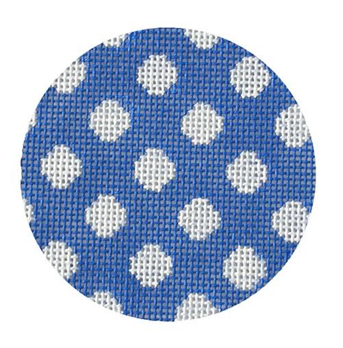 Bright Disk Letter   Marine Blue w/ White Polka Dots Painted Canvas Kate Dickerson Needlepoint Collections  - 1