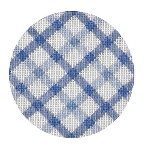 Bright Disk Letter - Periwinkle Double Crisscross Gingham Painted Canvas Kate Dickerson Needlepoint Collections 