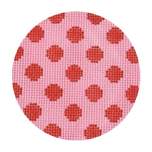 Bright Disk Letter   Pink w/ Red Polka Dots Painted Canvas Kate Dickerson Needlepoint Collections  - 1