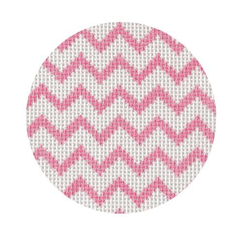 Bright Disk Letter - Pink & White Zigzag Painted Canvas Kate Dickerson Needlepoint Collections 