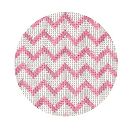Bright Disk Letter   Pink & White Zigzag Painted Canvas Kate Dickerson Needlepoint Collections  - 1