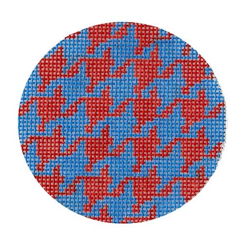 Bright Disk Letter   Red & Bright Blue Houndstooth Painted Canvas Kate Dickerson Needlepoint Collections  - 1