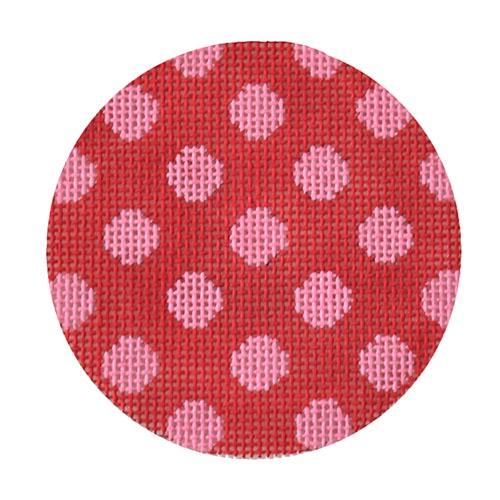 Bright Disk Letter - Red w/ Pink Polka Dots Painted Canvas Kate Dickerson Needlepoint Collections 