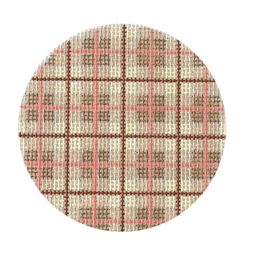 Bright Disk Letter - Taupe & Nantucket Red Plaid Painted Canvas Kate Dickerson Needlepoint Collections 