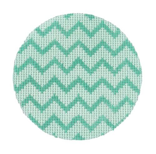 Bright Disk Letter - Turquoise Zigzag Painted Canvas Kate Dickerson Needlepoint Collections 