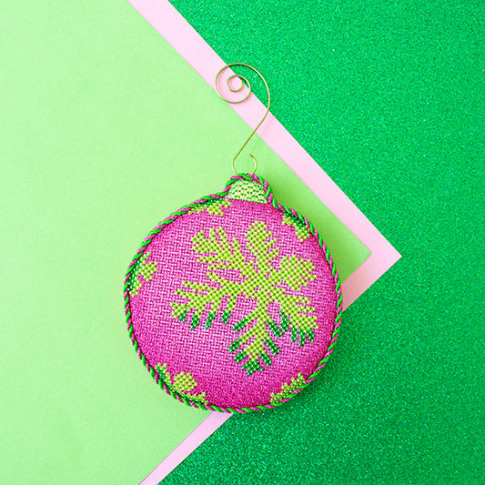 Brilliant Baubles - Pink & Green Snowflakes Kit Kits All About Stitching/The Collection Design 