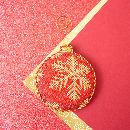 Brilliant Baubles - Red & Gold Snowflakes Kit Kits All About Stitching/The Collection Design 