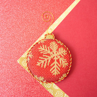 Brilliant Baubles   Red & Gold Snowflakes Kit Kits All About Stitching/The Collection Design 
