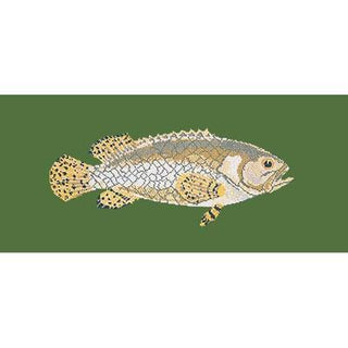 Brindled Grouper Needlepoint Kit Kits Elizabeth Bradley Design Dark Green 

