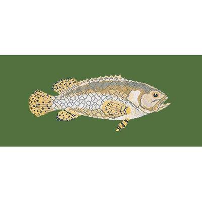 Brindled Grouper Needlepoint Kit Kits Elizabeth Bradley Design Dark Green 
