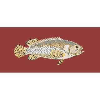 Brindled Grouper Needlepoint Kit Kits Elizabeth Bradley Design Dark Red 
