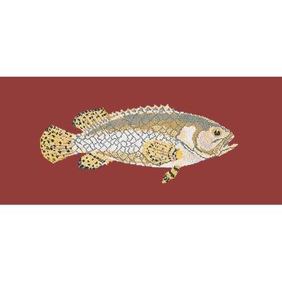 Brindled Grouper Needlepoint Kit Kits Elizabeth Bradley Design Dark Red 
