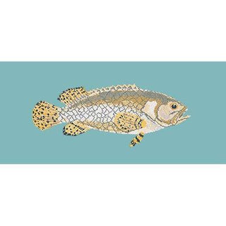 Brindled Grouper Needlepoint Kit Kits Elizabeth Bradley Design Duck Egg Blue 
