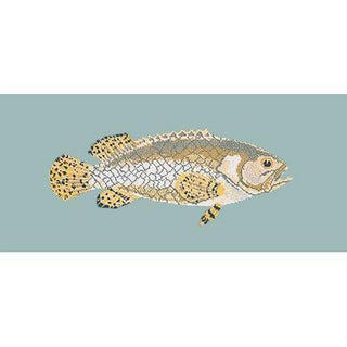 Brindled Grouper Needlepoint Kit Kits Elizabeth Bradley Design Pale Blue 
