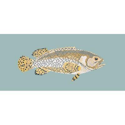 Brindled Grouper Needlepoint Kit Kits Elizabeth Bradley Design Pale Blue 
