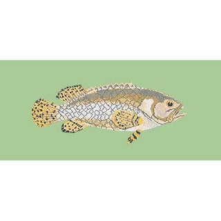 Brindled Grouper Needlepoint Kit Kits Elizabeth Bradley Design Pale Green 
