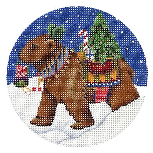 Brown Bear Bearing Gifts Ornament Painted Canvas Melissa Shirley Designs  - 1