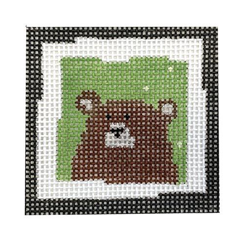 Brown Bear   Green Painted Canvas Pippin  - 1