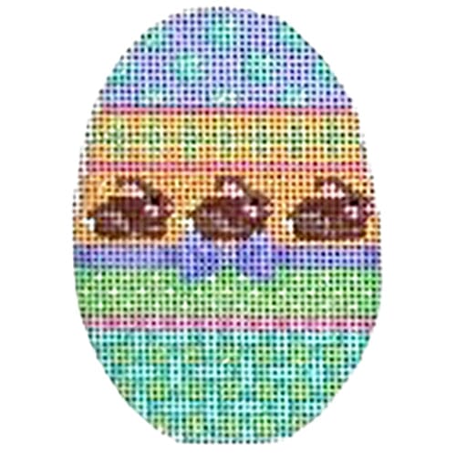 Brown Bunnies / Dots Egg Painted Canvas Associated Talents 