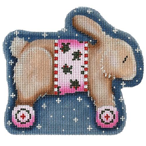 Brown Bunny on Wheels Ornament Painted Canvas Associated Talents 