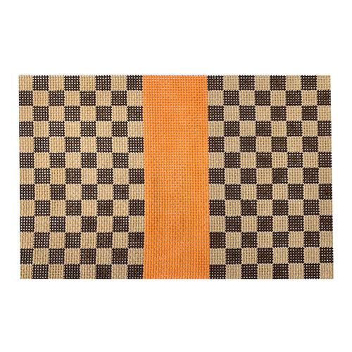 Brown Squares with Orange Stripe Painted Canvas Kimberly Ann Needlepoint  - 1
