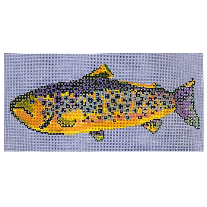 Brown Trout Profile Painted Canvas Needlepoint.Com 