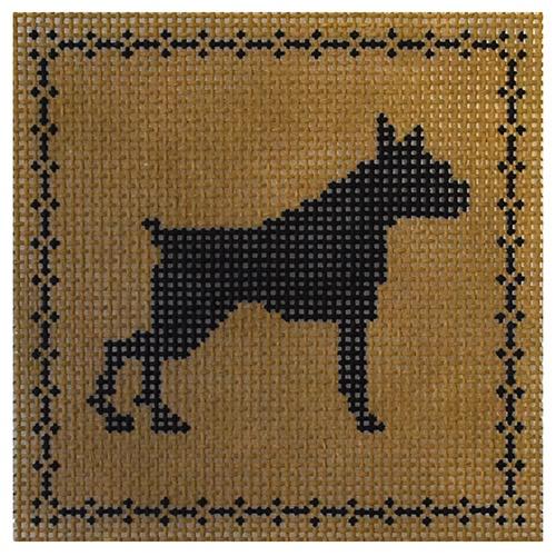 Brown/Black Boxer Painted Canvas The Plum Stitchery 
