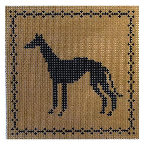 Brown/Black Greyhound Painted Canvas The Plum Stitchery  - 1